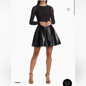 Alice + Olivia Black Chara Vegan Leather Party Dress size 2